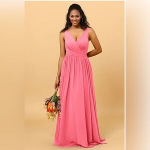 Pink Ruched Wrap Gown for Prom